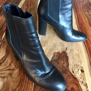 Sam Edelman Black Leather Chelsea Boot Heels Sz 9M
